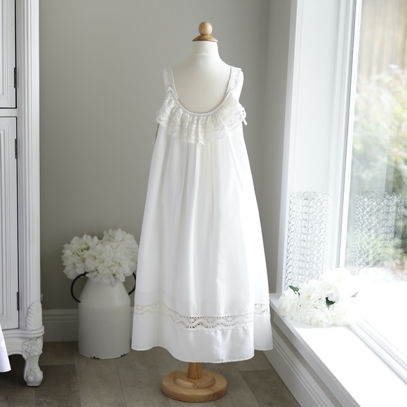 Strasburg IVORY Cotton Slip Dress with Crocheted Lace Boho Girls Size 8/10 NWT - Picture 7 of 7